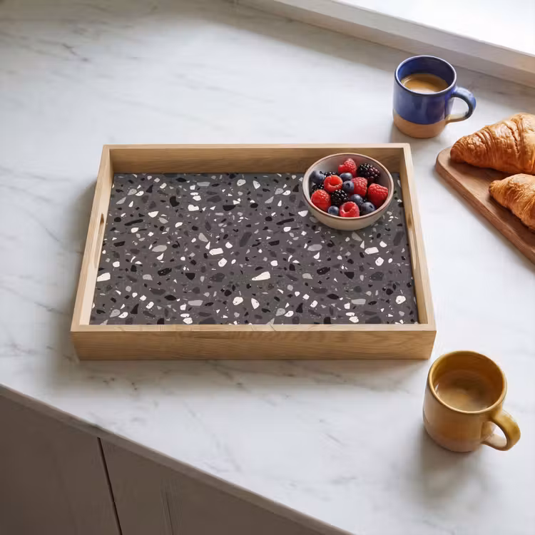 Dienblad - Terrazzo - Patroon - Grijs — 3