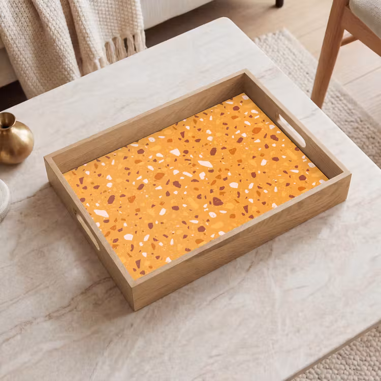 Dienblad - Terrazzo - Patroon - Okergeel — 2