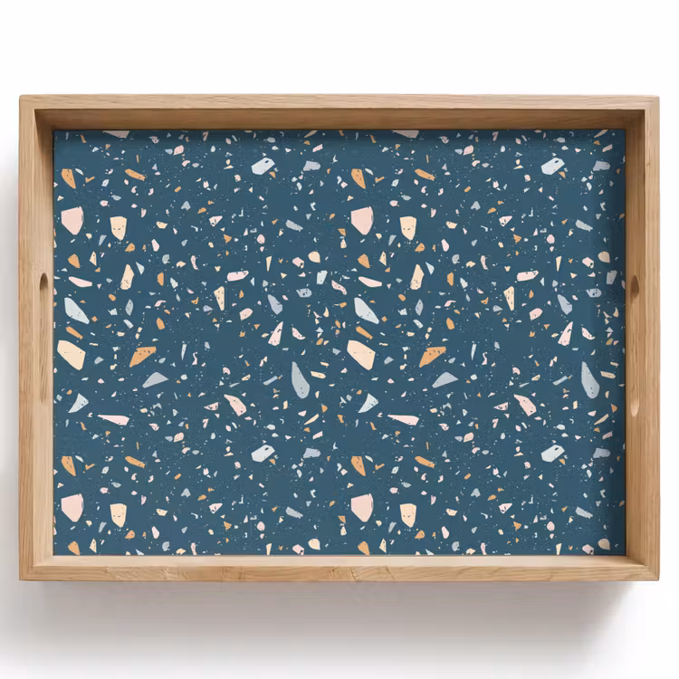 Dienblad - Terrazzo - Patroon - Kleurrijk - Diep blauw — 1