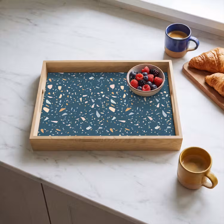 Dienblad - Terrazzo - Patroon - Kleurrijk - Diep blauw — 3