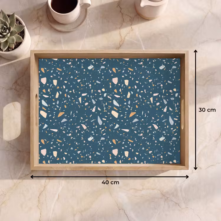 Dienblad - Terrazzo - Patroon - Kleurrijk - Diep blauw — 7