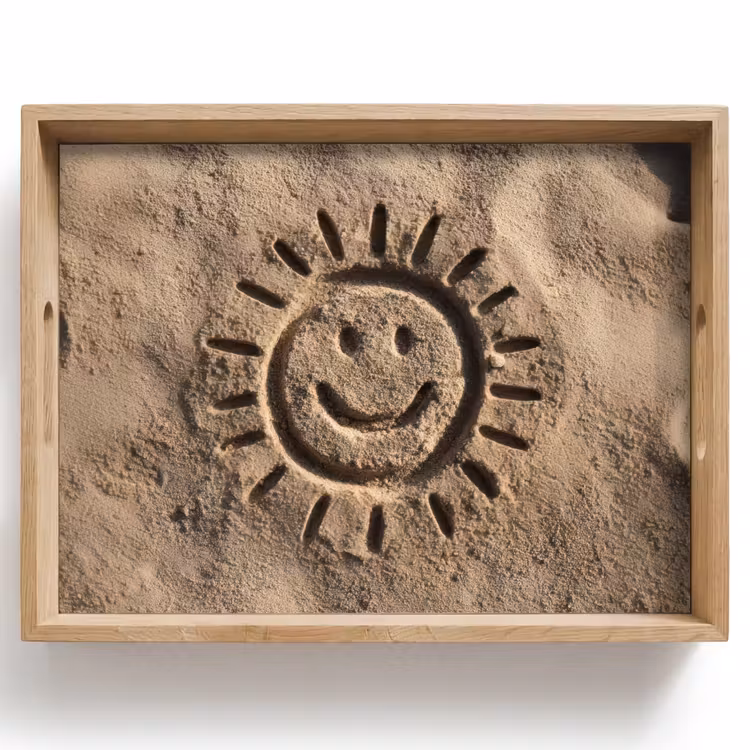 Dienblad - Gezichtje - Zon - Zand - Getekend — 1