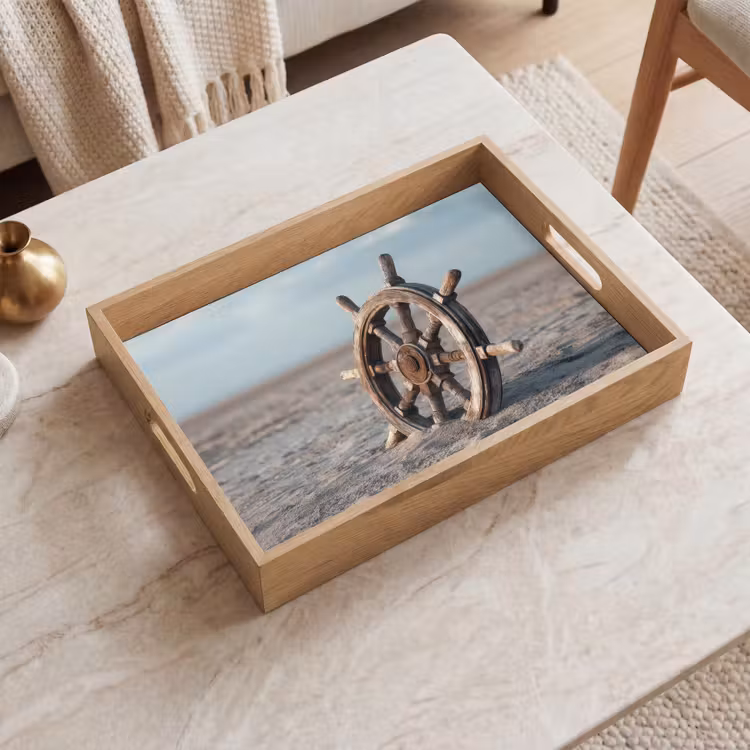 Dienblad - Scheepsstuur - Hout - Bruin - Zand — 2