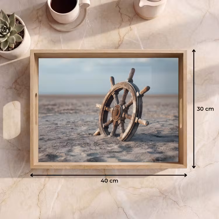 Dienblad - Scheepsstuur - Hout - Bruin - Zand — 7