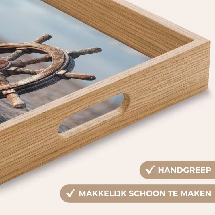 Dienblad - Scheepsstuur - Hout - Bruin - Zand — 8