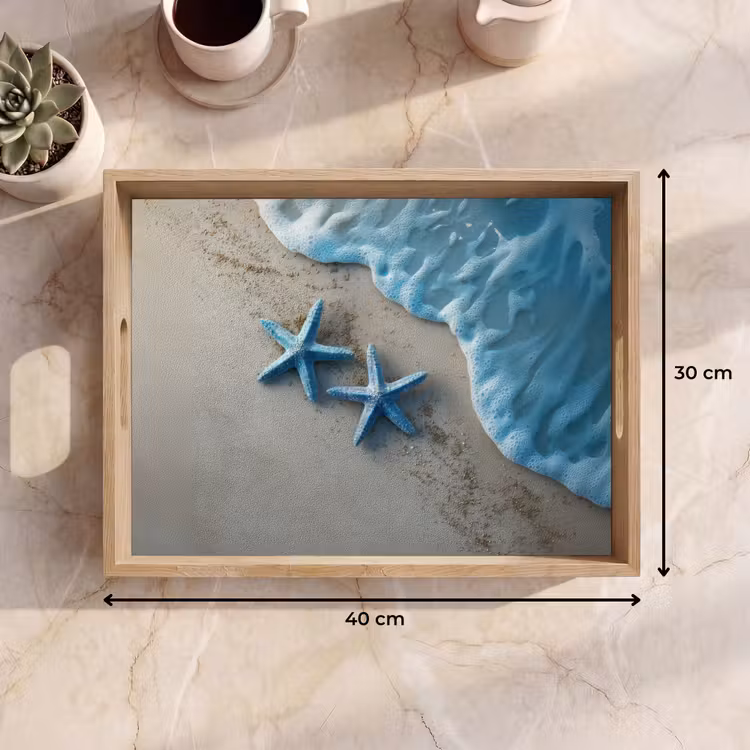 Dienblad - Zeesterren - Zand - Zee - Blauw — 7