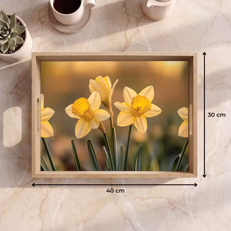 Dienblad - Bloemen - Geel - Wazig — 7