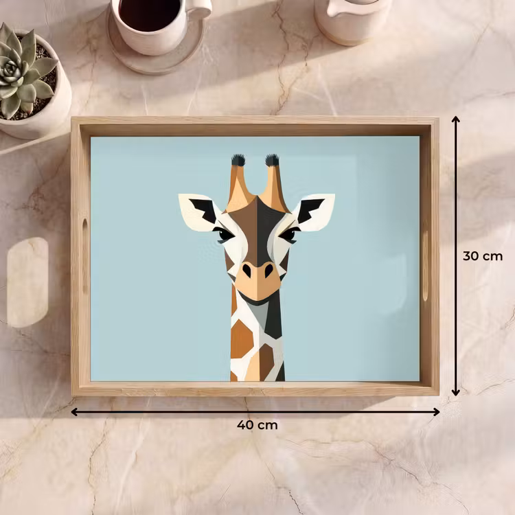 Dienblad - Giraffe - Illustratie - Bruin - Minimalistisch — 7