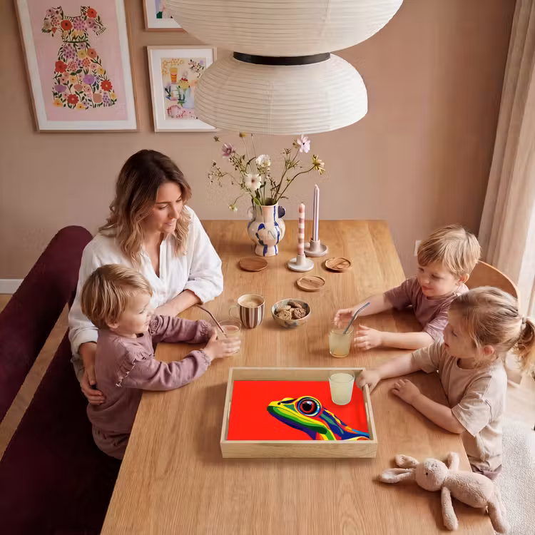 Dienblad - Kikker - Kleurrijk - Strepen - Ogen — 5
