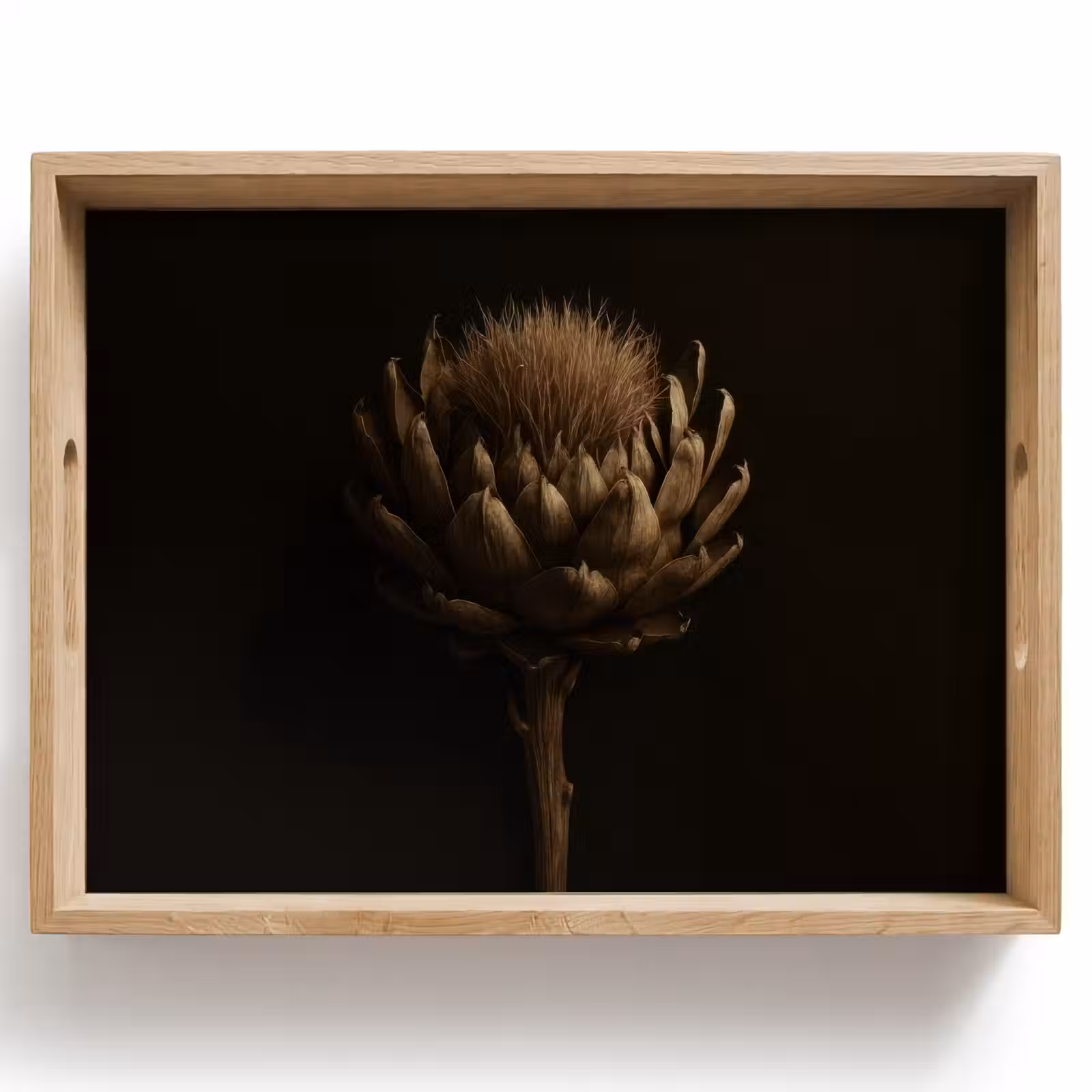 Dienblad - Donkerbruin - Bloem - Textuur - Artisjok — 1