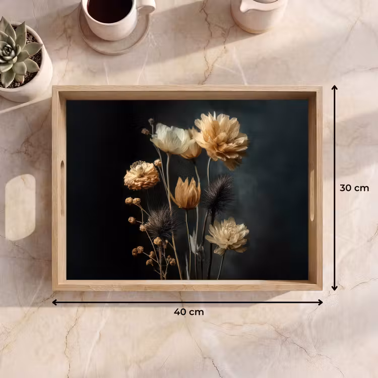 Dienblad - Boeket - Bloemen - Licht - Zwart — 7
