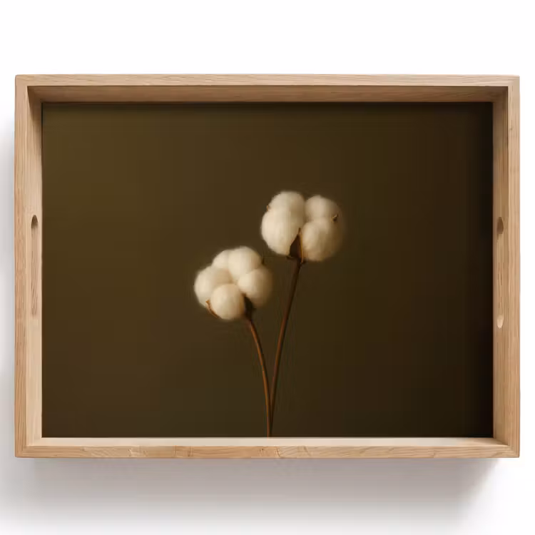 Dienblad - Takken - Katoen - Wit - Bollen — 1
