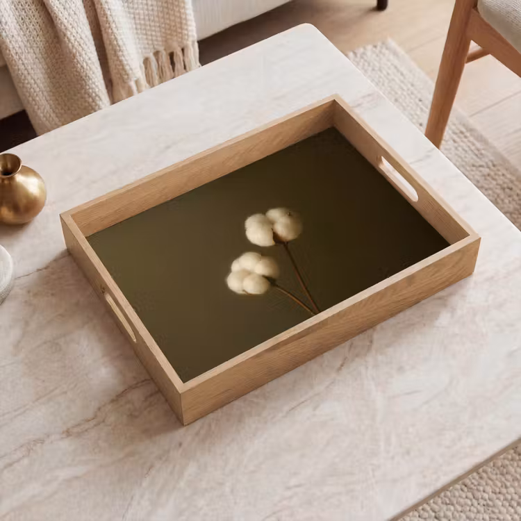 Dienblad - Takken - Katoen - Wit - Bollen — 2