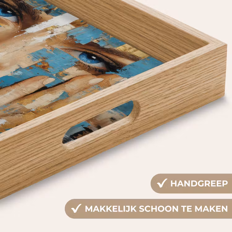 Dienblad - Abstract - Penseelstreken - Blauw - Gezicht — 8