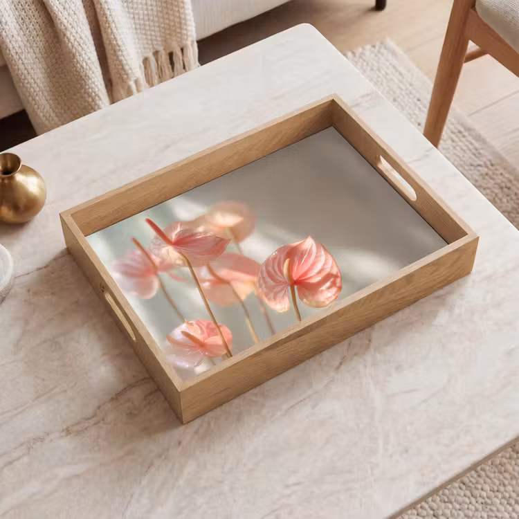 Dienblad - Bloemen - Stelen - Roze - Schaduw — 2