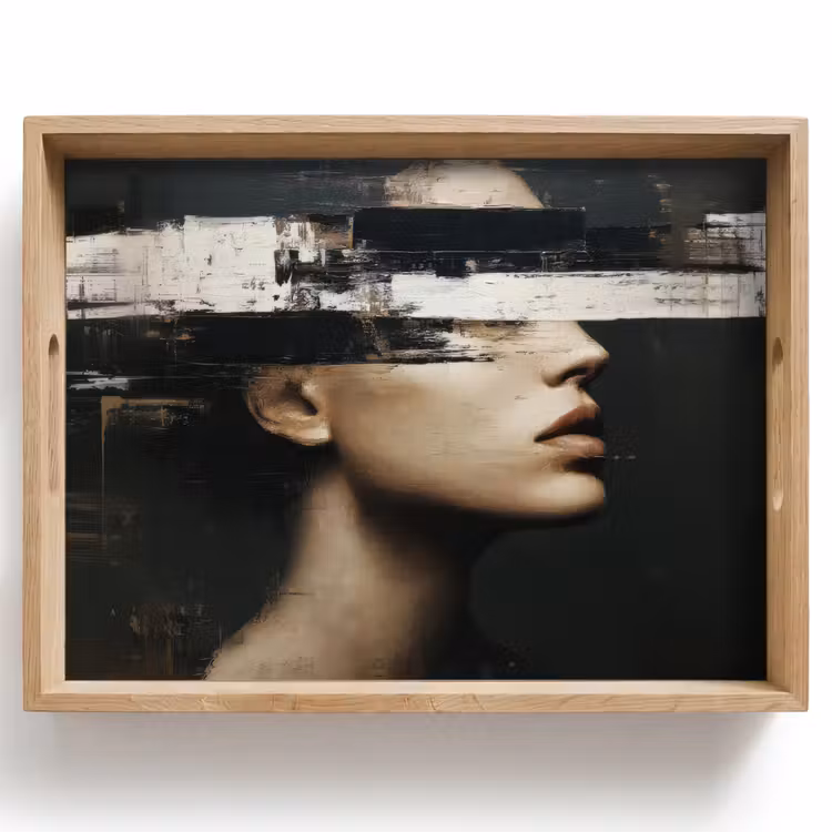 Dienblad - Gezicht - Vrouw - Zwart - Abstract — 1