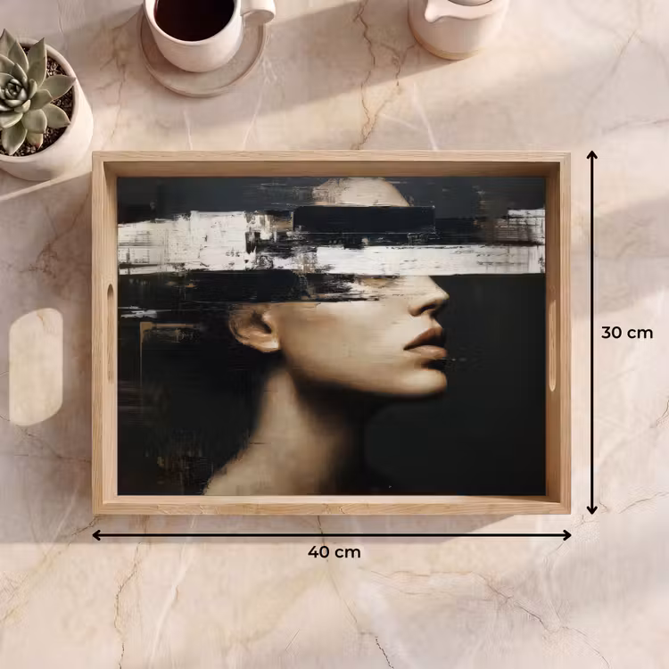 Dienblad - Gezicht - Vrouw - Zwart - Abstract — 7