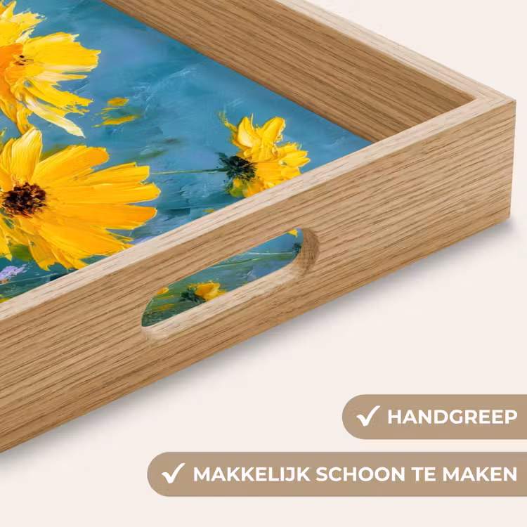 Dienblad - Penseelstreken - Bloemen - Felgeel - Abstract — 8