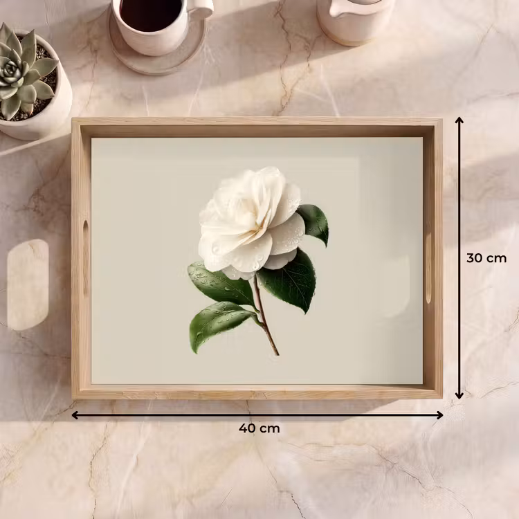 Dienblad - Cameliabloem - Wit - Groen — 7