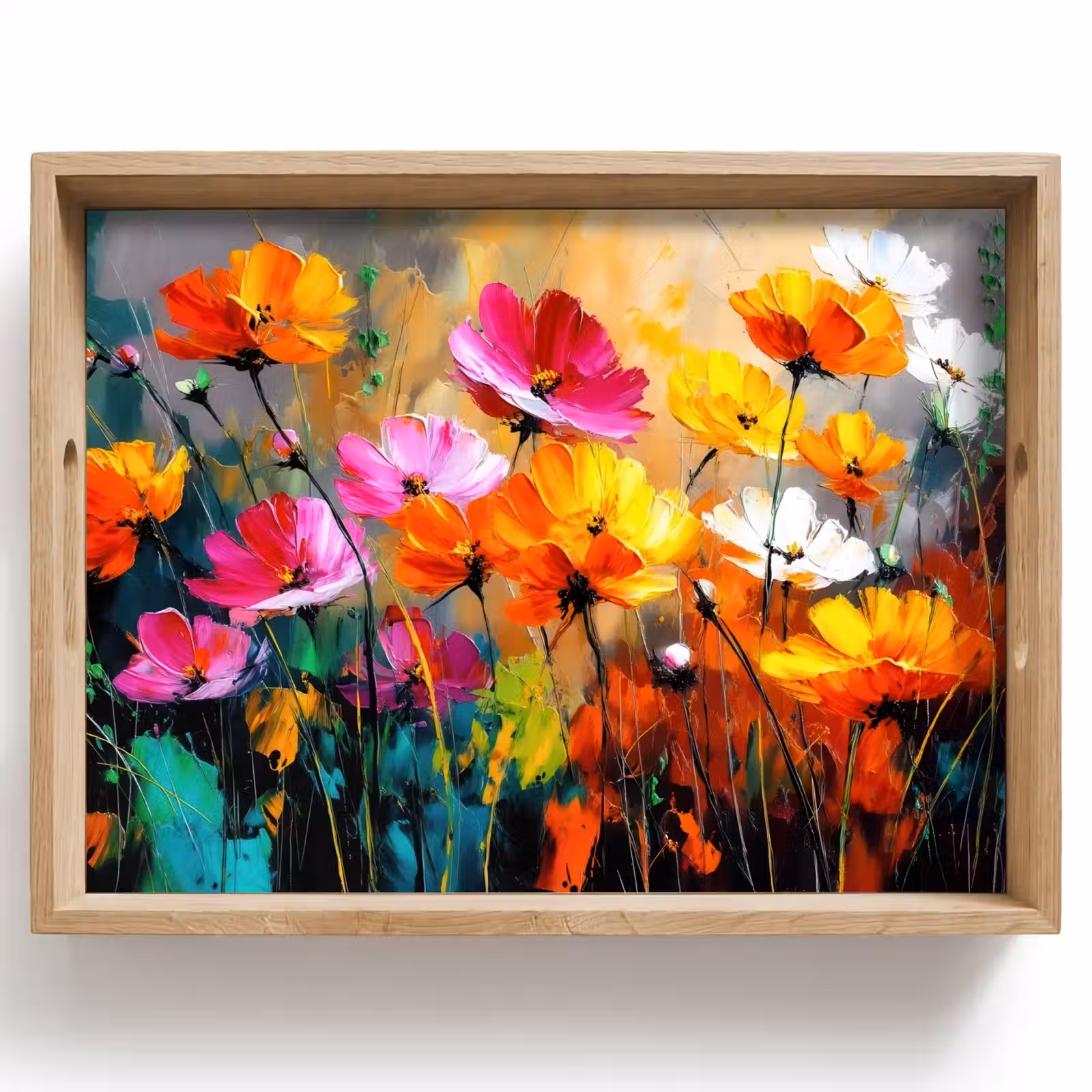 Dienblad - Felgekleurd - Bloemblaadjes - Abstract — 1