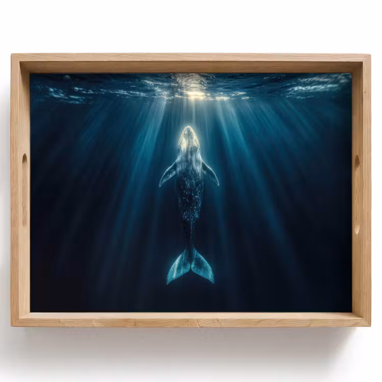 Dienblad - Walvis - Water - Zonnestralen - Blauw — 1