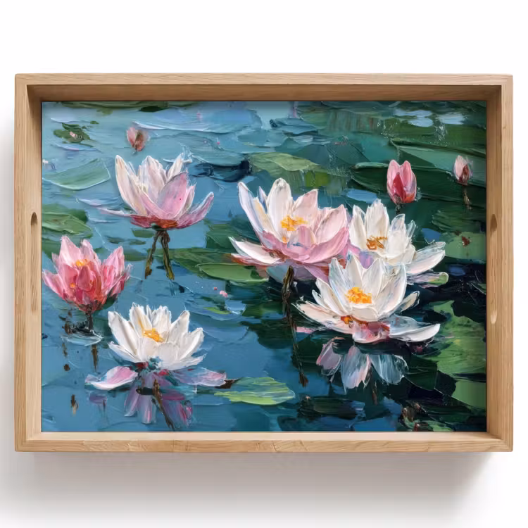 Dienblad - Waterlelies - Bloemen - Roze - Water — 1