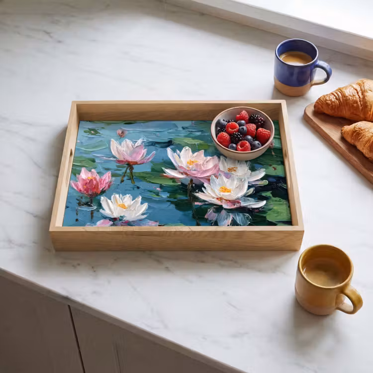 Dienblad - Waterlelies - Bloemen - Roze - Water — 3