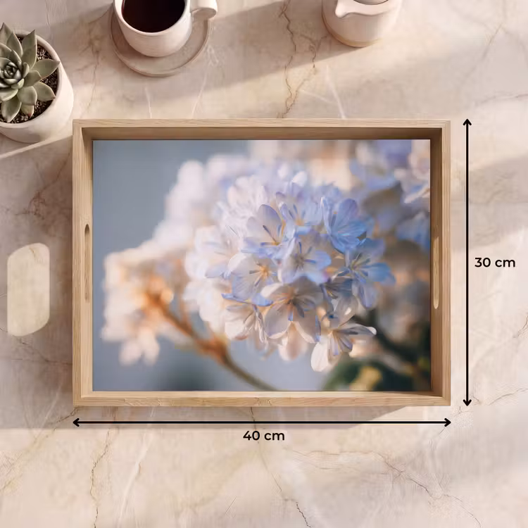 Dienblad - Bloemen - Lichtblauw - Wazig - Trosje — 7