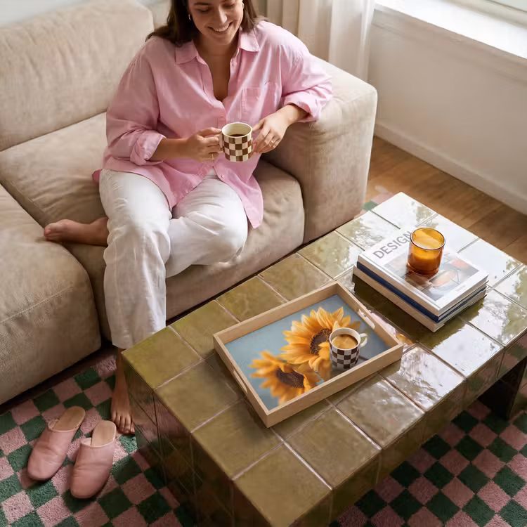 Dienblad - Zonnebloemen - Geel - Wazig — 4
