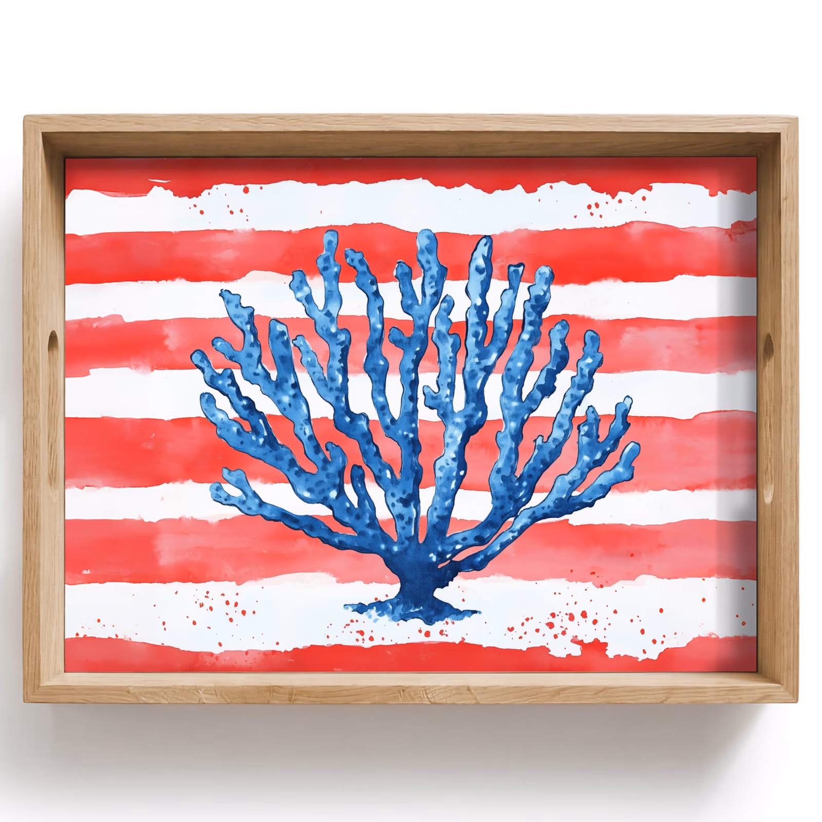 Dienblad - Koraal - Verfstructuur - Rood - Blauw — 1