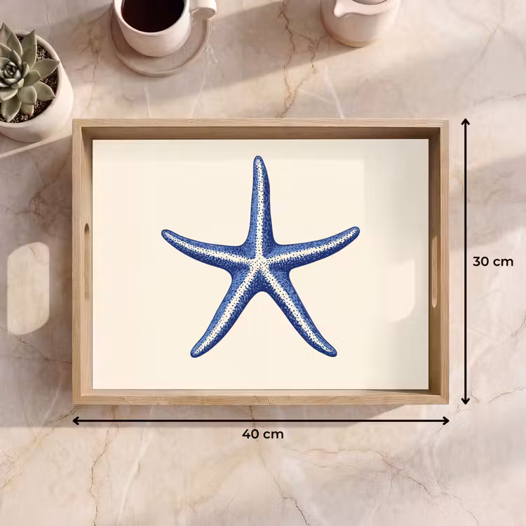 Dienblad - Blauwe zeester - Minimalistisch - Beige — 7