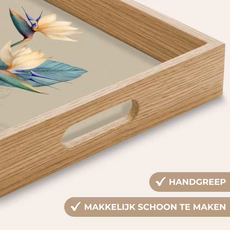 Dienblad - Paradijsvogelbloemen - Blauwgroene bladeren - Beige — 8