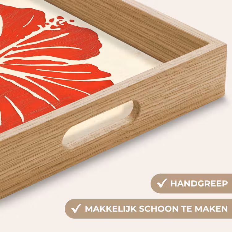 Dienblad - Rode hibiscusbloem - Textuur achtergrond - Beige — 8
