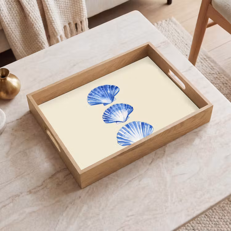 Dienblad - Schelpen - Blauw - Beige — 2