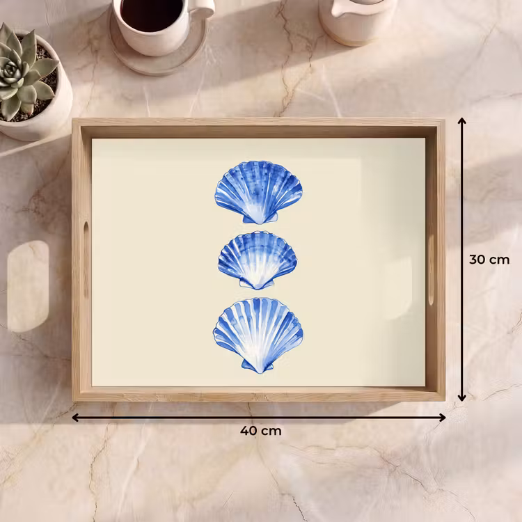 Dienblad - Schelpen - Blauw - Beige — 7