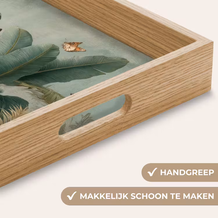 Dienblad - Tropisch bladerdek - Vlinders - groen - Bruin — 8