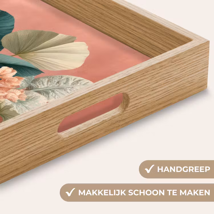 Dienblad - Tropische bladeren - Bloemen - Roze - groen — 8