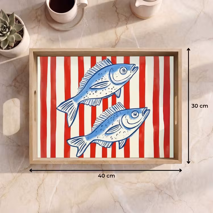 Dienblad - Vissen - Verticale strepen - Blauw - Rood — 7