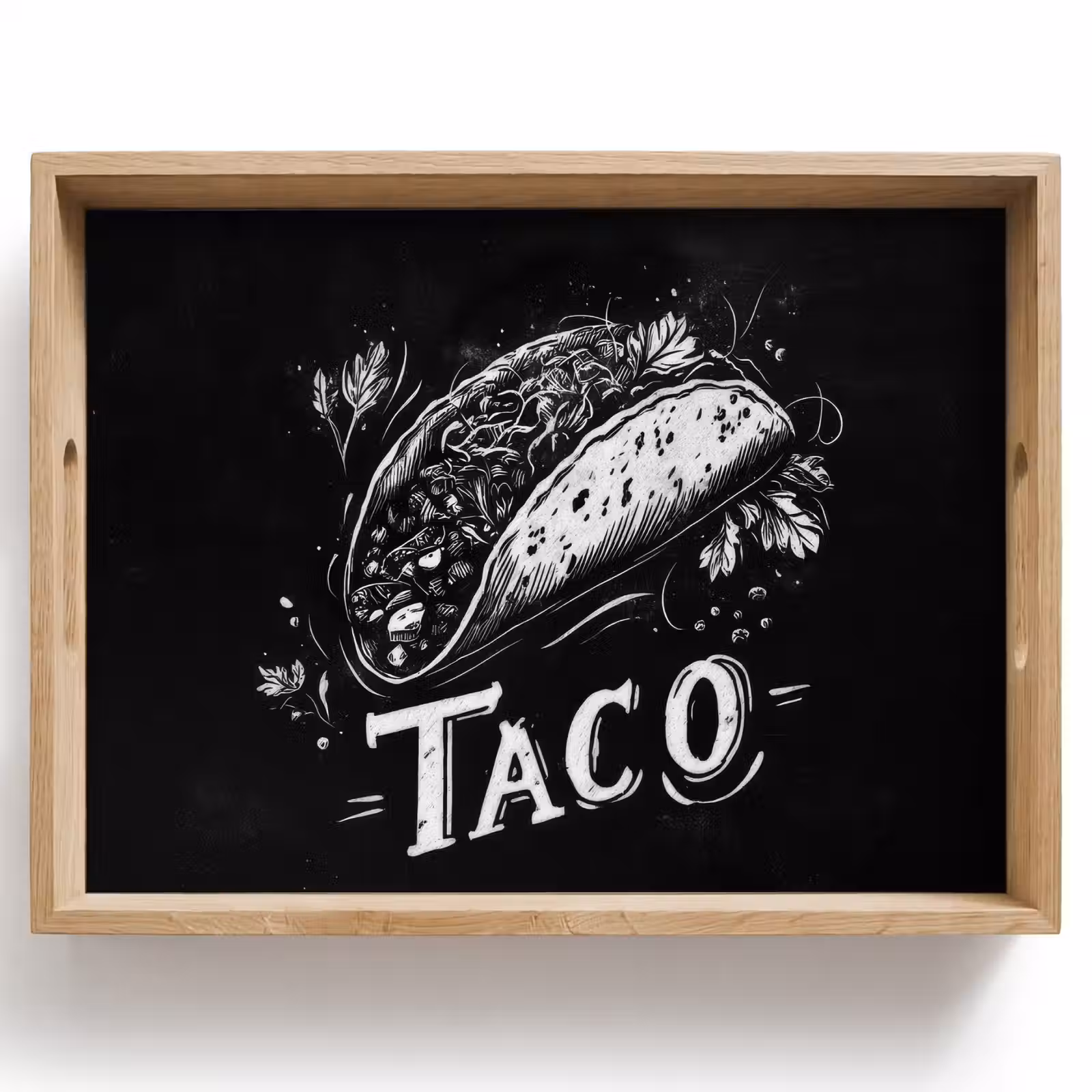Dienblad - Taco - Kruiden - Witte krijtstijl - Tekst — 1