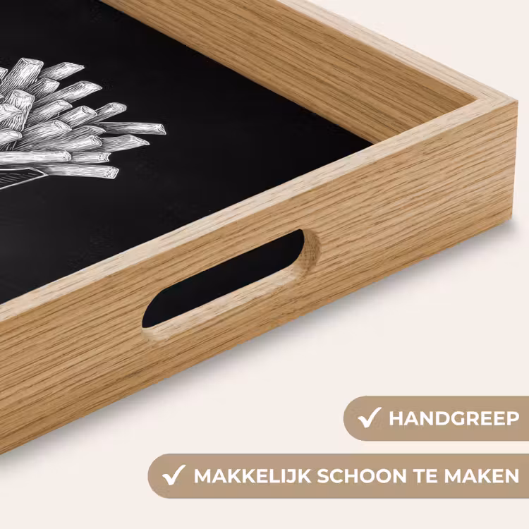 Dienblad - Friet - Witte krijttekening - Zwart — 8