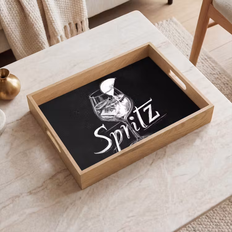 Dienblad - Glas spritz - Krijtletters - Ijsblokjes - Citroen — 2