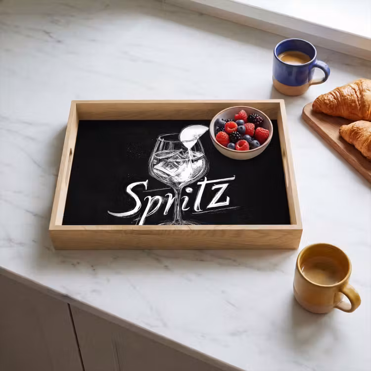 Dienblad - Glas spritz - Krijtletters - Ijsblokjes - Citroen — 3