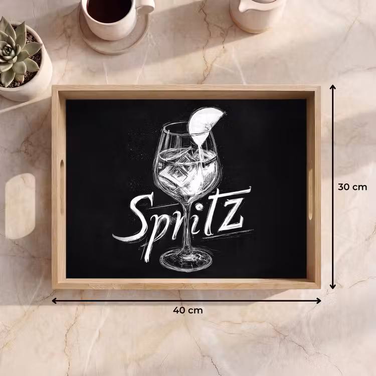 Dienblad - Glas spritz - Krijtletters - Ijsblokjes - Citroen — 7