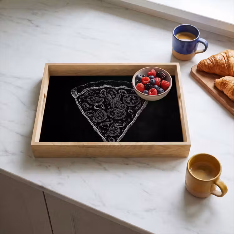 Dienblad - Pizzapunt - Toppings - Krijttekening — 3