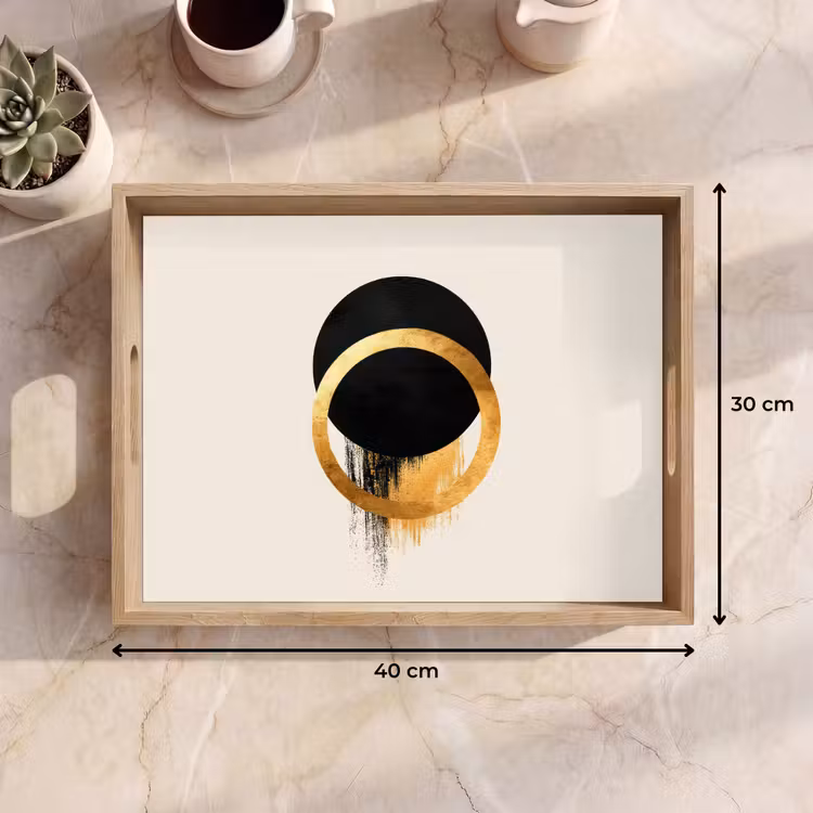 Dienblad - Abstract ontwerp - Zwarte cirkel - Verfvlekken — 7