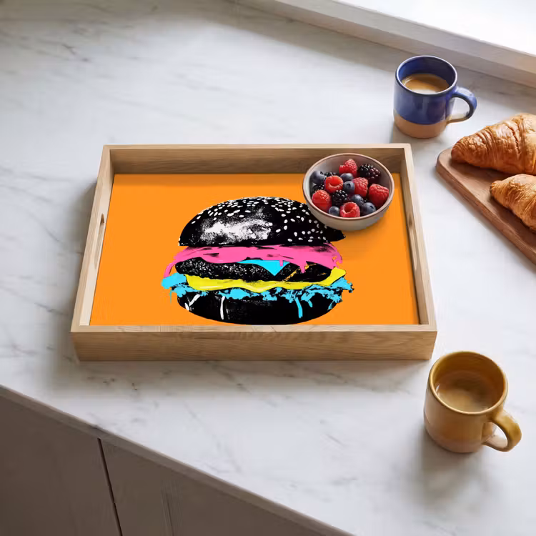 Dienblad - Hamburger - Oranje - Neon - popart — 3