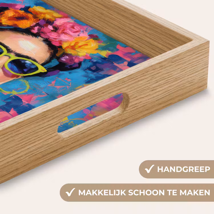 Dienblad - Vrolijk portret - Vrouw - Bloemenkroon — 8