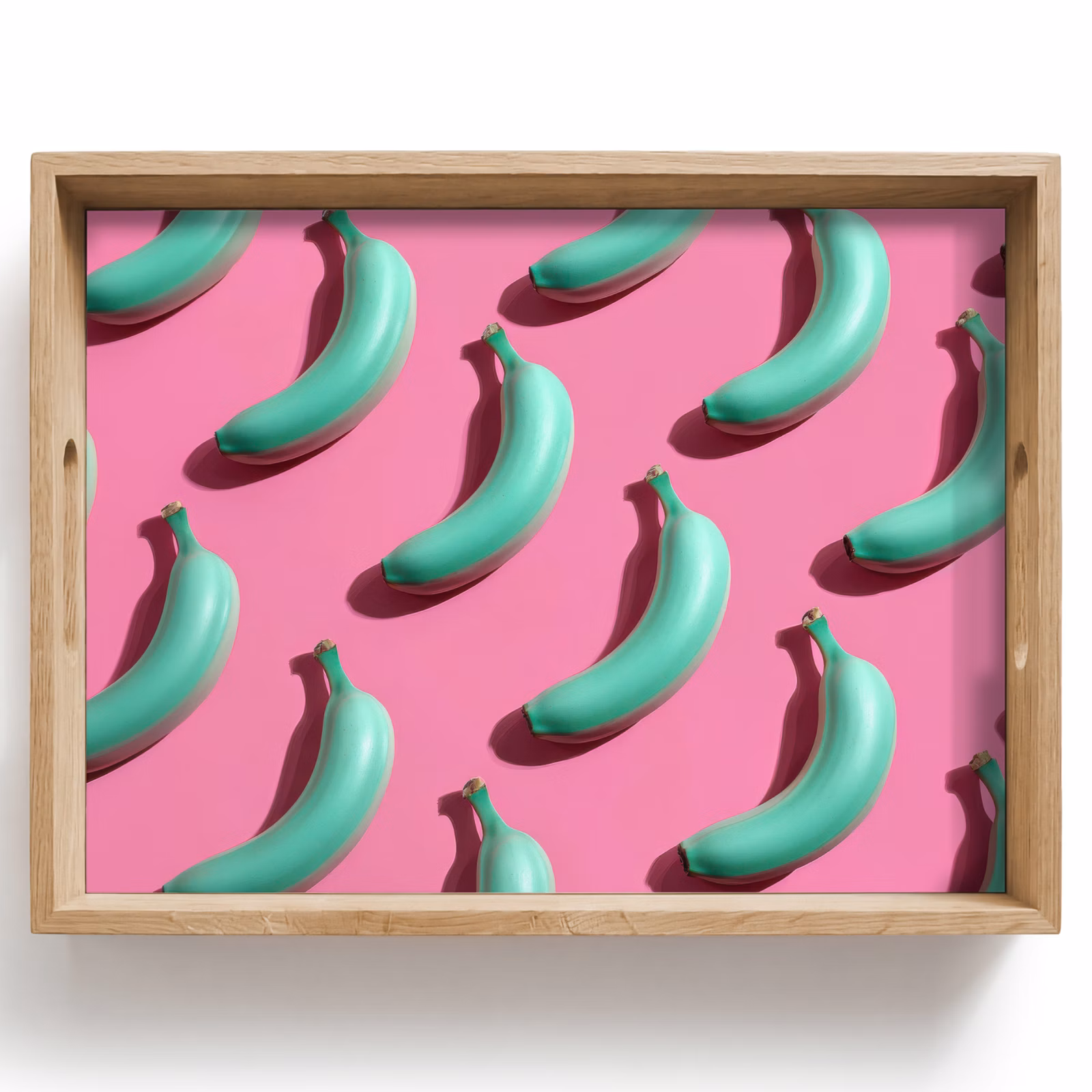 Dienblad - Bananen - Patroon - Blauw - Roze — 1