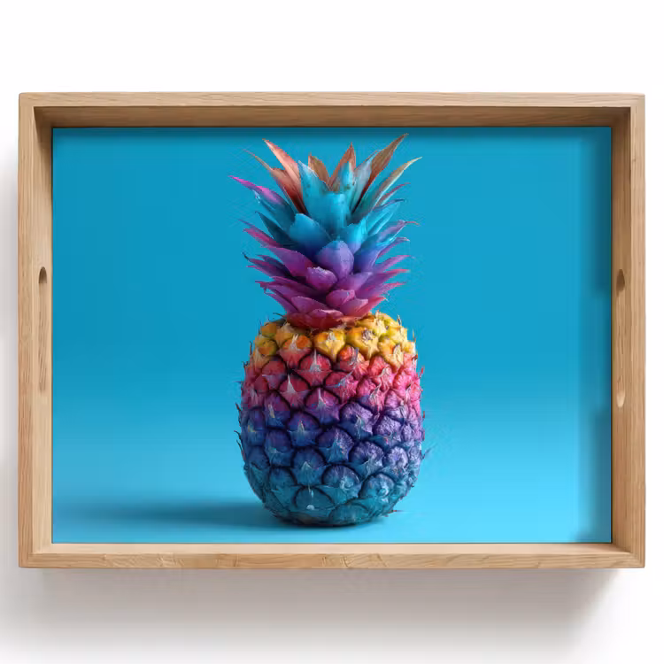 Dienblad - Ananas - Regenboog - Blauw - Popart — 1