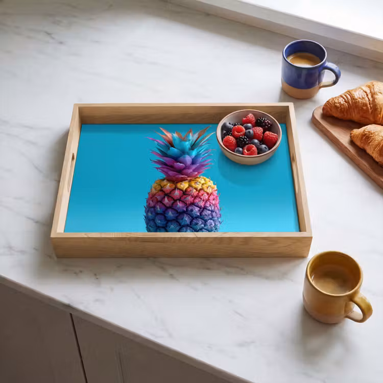 Dienblad - Ananas - Regenboog - Blauw - Popart — 3